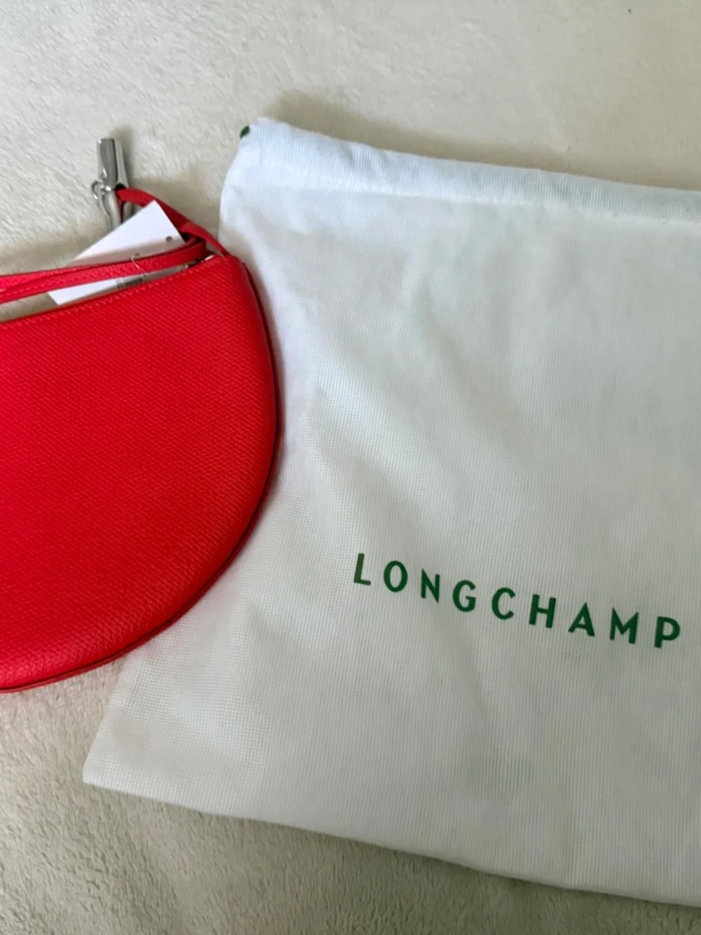 Longchamp Le Roseau Leather Wristlet Clutch bag in Red Vermilion New